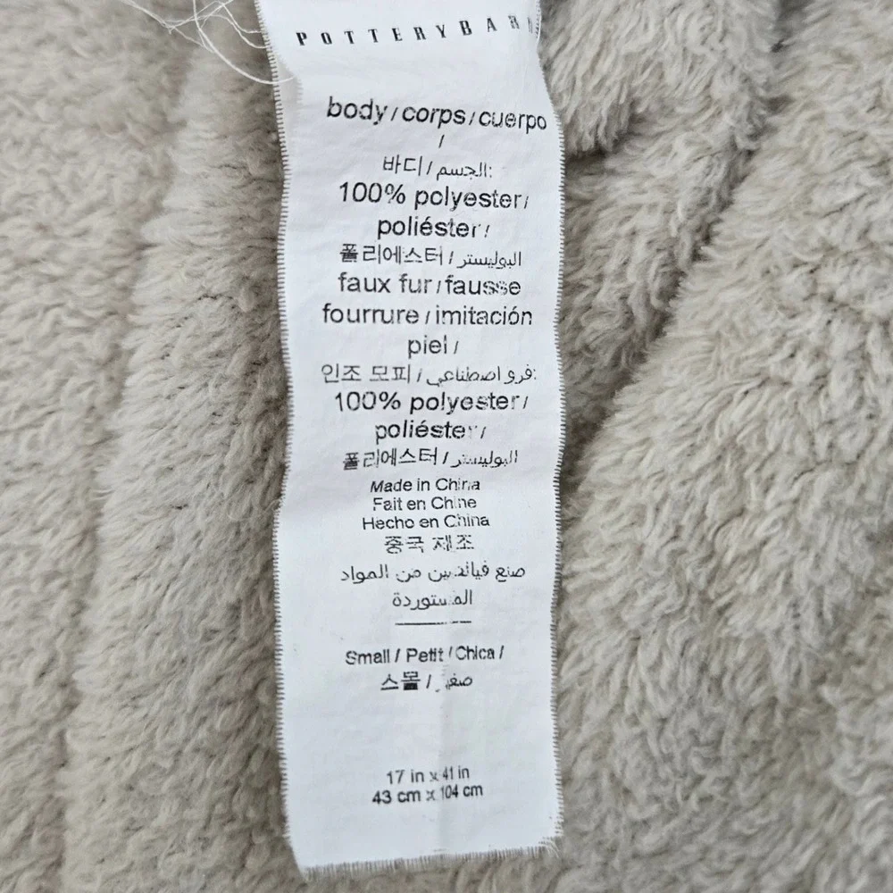 Pottery Barn S Plush Fleece Sherpa Lined Hooded Robe Gray MISSING BELT‎